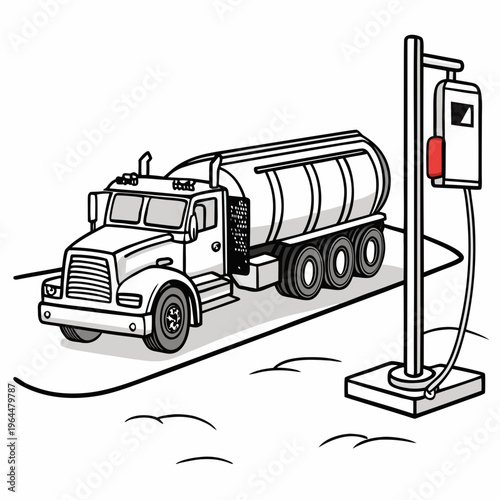 Truck Refueling at Gas Station fuel pump industrial