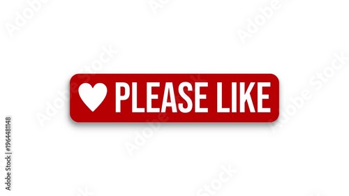 Video animation of an animated heart button with the message please like on white background - suitable for video blog - seamless loop. 
