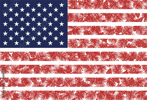 USA Flag Featuring Fireworks Pattern Stripes Patriotic Vector Illustration