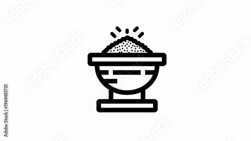 Iconographic representation of a substance or granular material within a vessel, symbolizing nourishment or a foundation