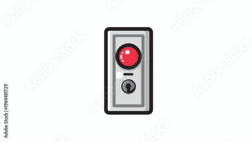 Vector icon of a smart pantry food tracker device with a red indicator light and keyhole