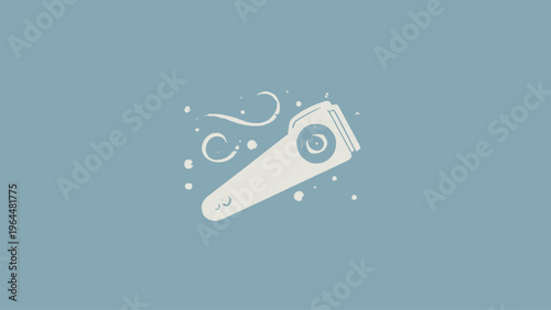 Flat vector icon of a mini lint remover, designed with clean lines and a minimalist aesthetic on a light blue background