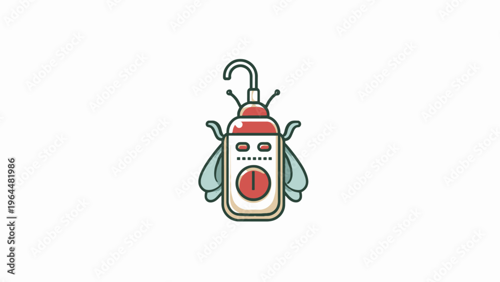 Obraz premium Vector icon of an ultrasonic pest repeller, stylized as a flying insect with bold outlines, ideal for home technology and bug control applications