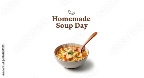 Homemade soup in a bowl with spoon.