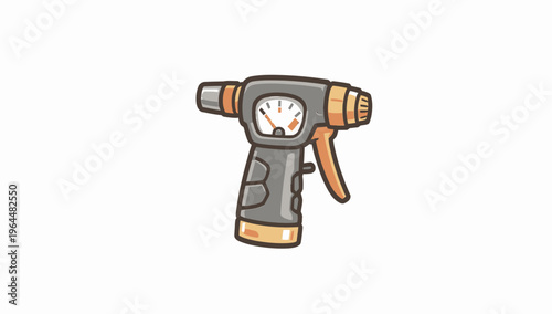 Vector illustration of a versatile garden hose spray nozzle with pressure gauge, ideal for watering and cleaning tasks, simple icon design