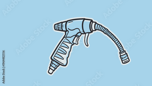 Vector illustration of a flexible hose with a spray nozzle and trigger for cleaning or gardening tasks