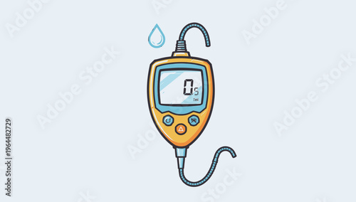 Vibrant vector illustration of a digital timer gadget with a water droplet, showcasing functionality for sports and outdoor timing