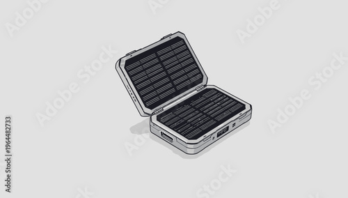 Compact Solar Panel Power Bank Case with Multiple Compartments