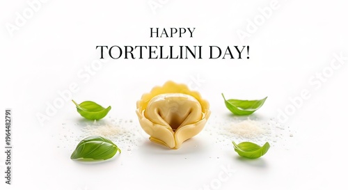 Tortellini pasta with basil leaves celebration 1.