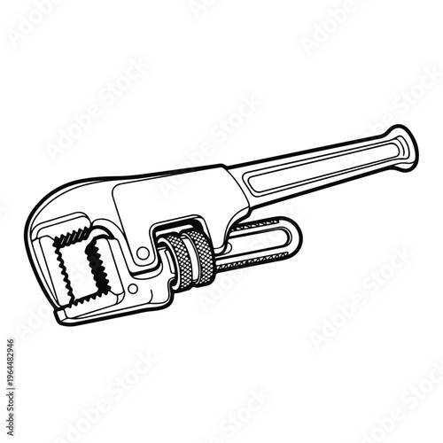 Adjustable pipe wrench with long handle and serrated jaw