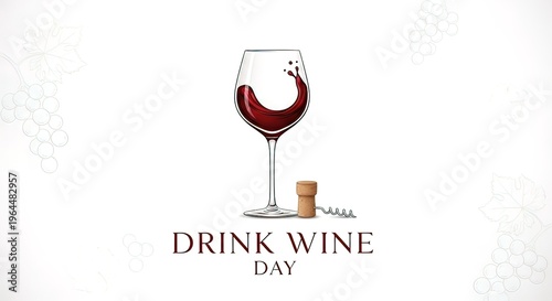 Wine Glass with Red Wine Drink.