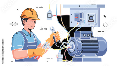 Mechanical Mastery: A skilled technician diligently repairs industrial machinery.