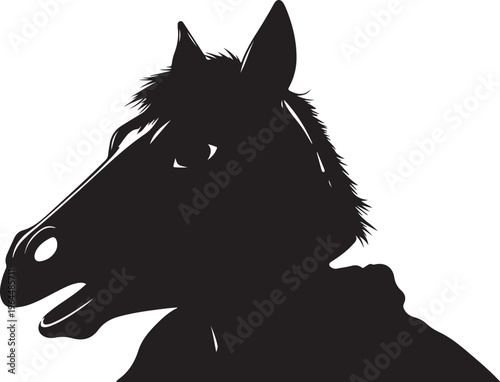 Black horse head silhouette, vector illustration, animal icon, equine profile