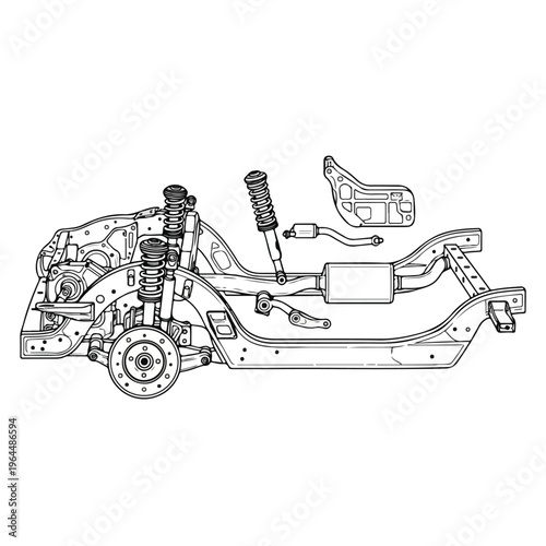 Car suspension system and chassis components diagram