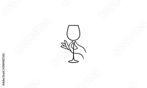 Continuous One Line Art Hand Holding Wine Glass - Minimalist Aesthetic Drawing for Luxury Branding, Fine Dining, and Modern Home Decor