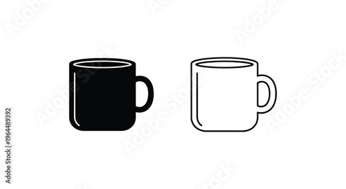 Black and white coffee mugs side by side Vector