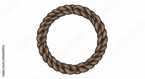 A circular frame made of tightly braided natural fibers, showing texture