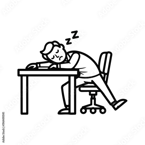 Man falling asleep at desk in office chair exhausted