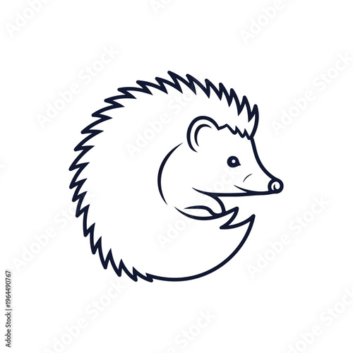 Hedgehog curls up in a ball for defense isolated on white background