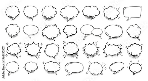 A set of black and white comic speech bubbles and prank speech bubbles with various captions like 'Gotcha!', 'No way!', and 'Just kidding!' for reusable designer assets and templates