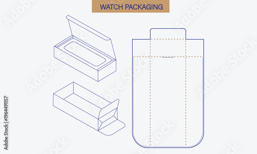 Watch packaging design showing box and pouch options