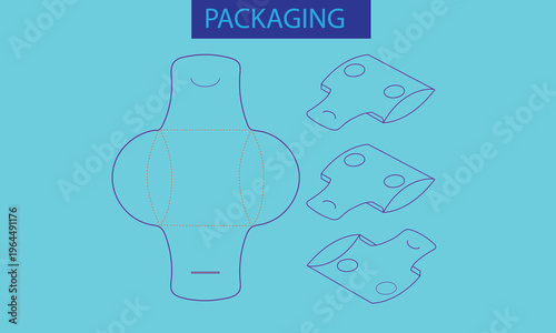 Diagram of cheese packaging net with individual cheese compartment design layout