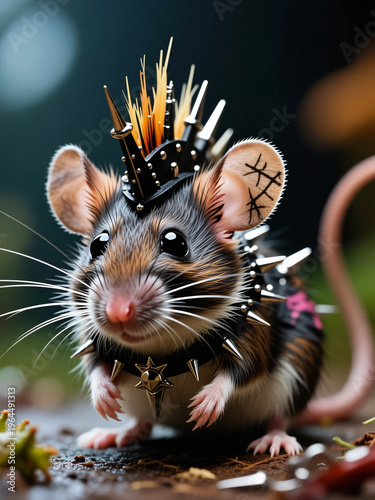 a funny punk vandal mouse, cartoon style - generative ai