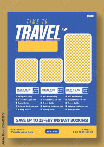 Travel Flyer Template Design. Time to Travel: Get Ready for a New Adventure