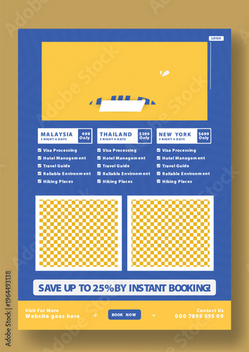 Travel Flyer Template Design. Time to Travel: Get Ready for a New Adventure