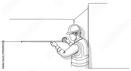 Construction Worker Measuring Wall with Tape Measure Vector Illustration isolated PNG with Transparent Background