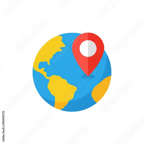 Colorful globe with location pin symbolizing travel and navigation,  April 12, Cosmonautics Day.  