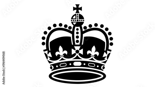 Royal Crown Emblem, Symbol of Power, Monarchy, and Authority, Black Silhouette