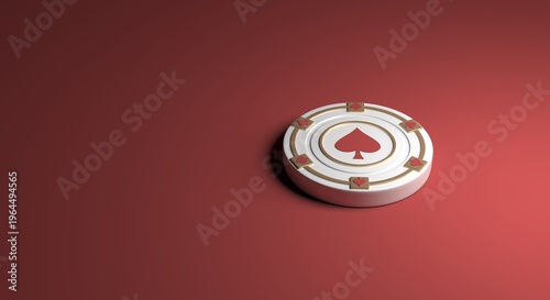 casino chip, casino background, casino website, casino image, chip with playing card suits, individual chip, chip on plain background, isolated poker chip on clean color background, 3D illustration
