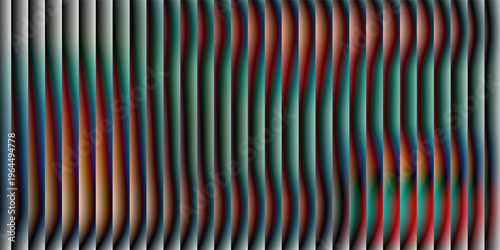 Glass gradient texture with teal and navy ripple pattern and smooth light distortion. Wavy abstract flow, futuristic blur effect, reeded vertical displacement. Vector illustration