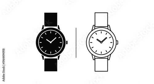 Watches time comparison black white Vector
