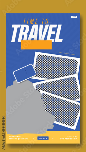 Travel Story Template Design. Time to Travel Get Ready for an Unforgettable Journey