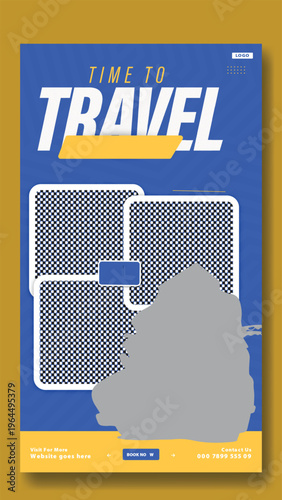 Travel Story Template Design. Time to Travel Get Ready for an Unforgettable Journey