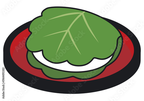 子供の日 端午の節句用 お盆に乗ったかしわ餅単体イラスト