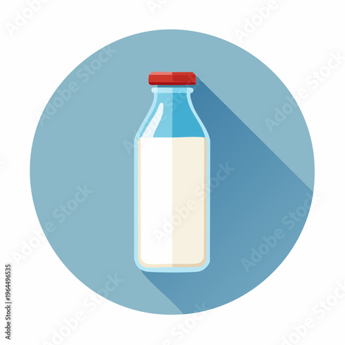 シンプルな牛乳瓶のベクターアイコン（乳製品）
