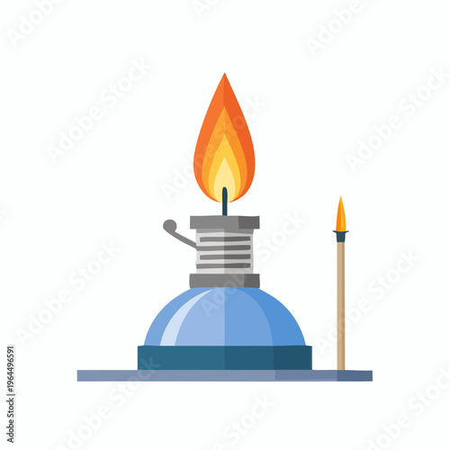 シンプルなガスバーナーのベクターアイコン（実験・理科）