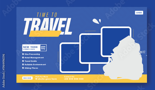 Travel Web Banner Template Design. Time to Travel Get Ready for a New Adventure