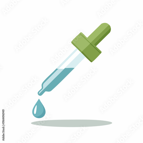 シンプルなスポイトと水滴のベクターアイコン（実験・医療）