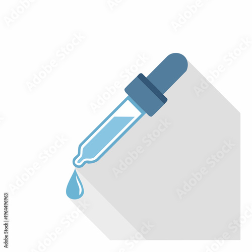シンプルなスポイトと水滴のベクターアイコン（実験・医療）