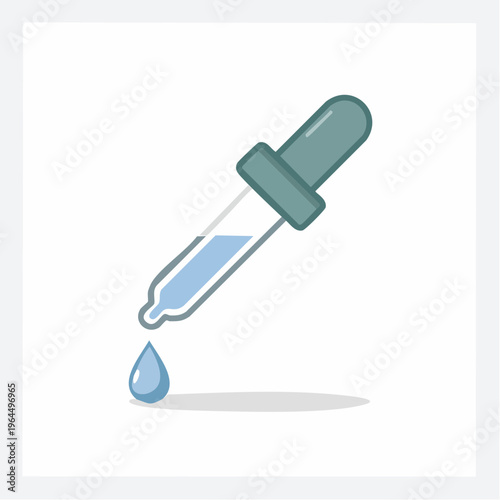 シンプルなスポイトと水滴のベクターアイコン（実験・医療）
