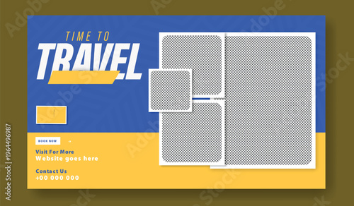 Travel Web Banner Template Design. Time to Travel Get Ready for a New Adventure