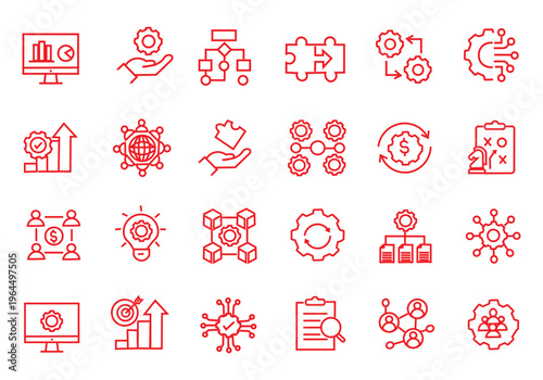 Remote working icon set. Editable line icons. Vector illustration.