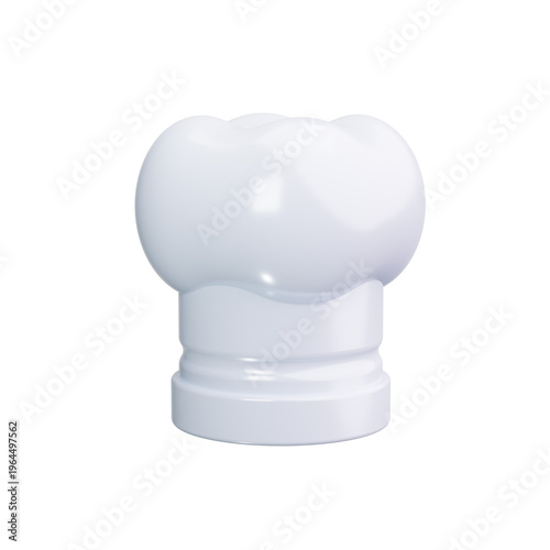 Stylized 3D rendering of a classic white chef's toque hat, symbolizing culinary artistry and professional kitchen expertise, isolated on a clean background for design assets