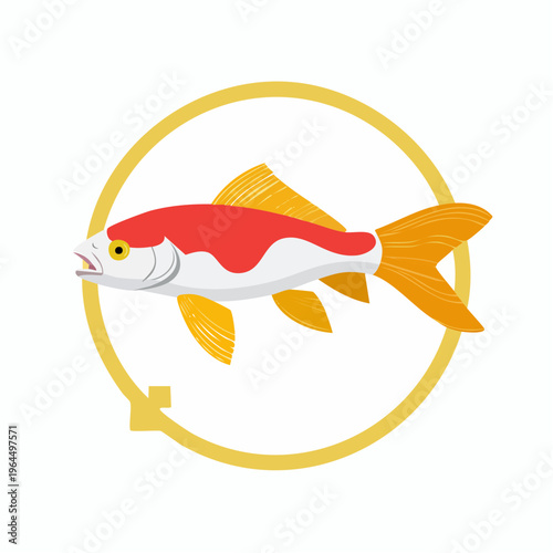 シンプルな錦鯉のベクターアイコン（和風・魚）