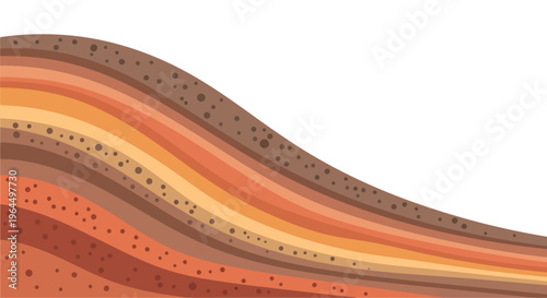 Detailed illustration of underground soil layers with different colors and textures, representing geological strata.