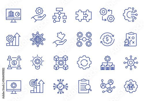 Business forecasting icon set. Editable line icons. Vector illustration.